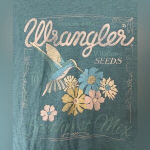 Wrangler Teal Floral Hummingbird Short Sleeve Tee